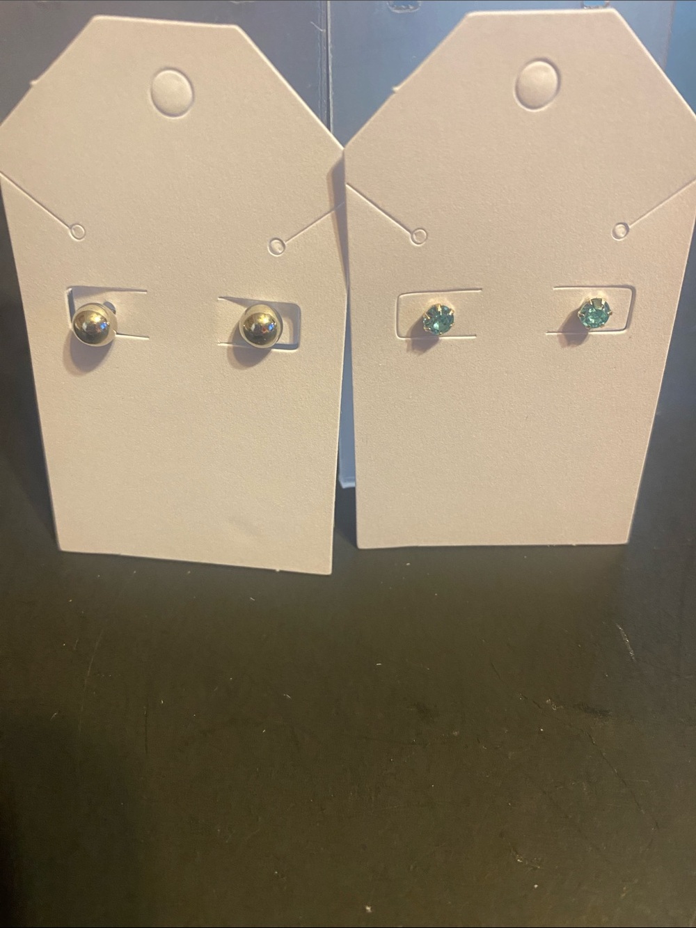 Silver and Teal Stud Earrings - Lightweight Everyday Earrings